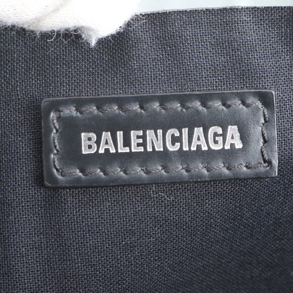 Balenciaga Navy Cabas 581292 Leather Canvas Tote Bag Shoulder Handbag Gray Wo... - Picture 10 of 11